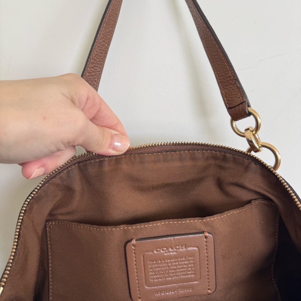 Coach Kelsey Brown Pebbled Leather Double Handles
Zipper Closure Satchel Bag - Picture 10 of 11